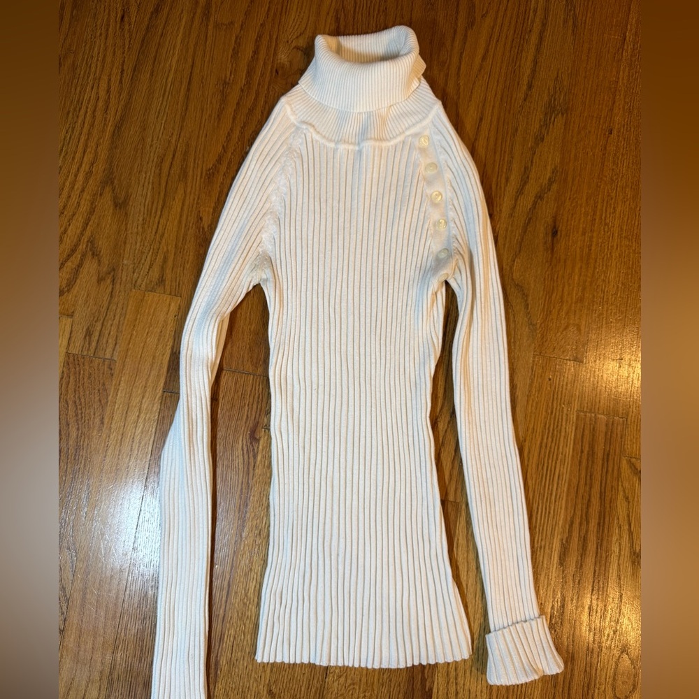 Ribbed Turtleneck Sweater - Cream